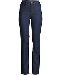 Lands' End Women's Tall Recover High Rise Straight Leg Blue Jeans