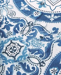 Vietri Medallion Blue Block Print Stain Water Resistant Indoor and Outdoor Placemats, Set of 4, 13" x 19"