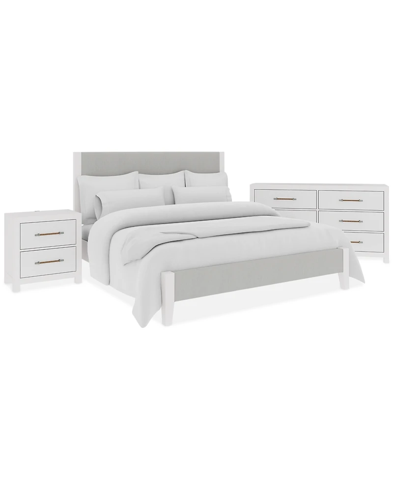 Catriona 3pc Bedroom Set (King Upholstered Bed, Dresser & 2-Drawer Nightstand), Created for Macy's