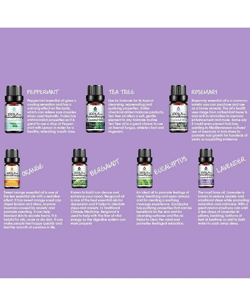 Pursonic 14 Pack of 100% Pure Essential Aromatherapy Oils