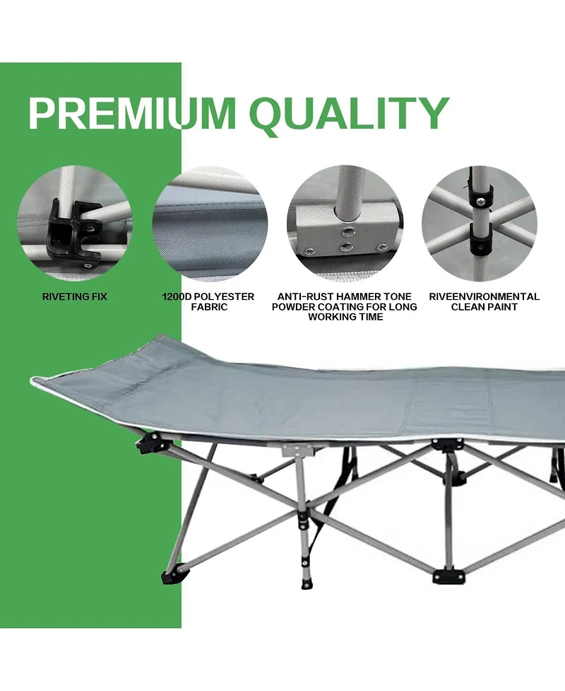 Folding Camping Cot with Removable Cotton Mattress for Office, Home and Beach, 450 lbs