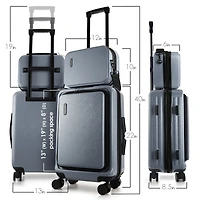 TravelArim 22" Hard Shell Lightweight Carry On Luggage Airline Approved with Smart Organization and Attachable Cosmetic Case