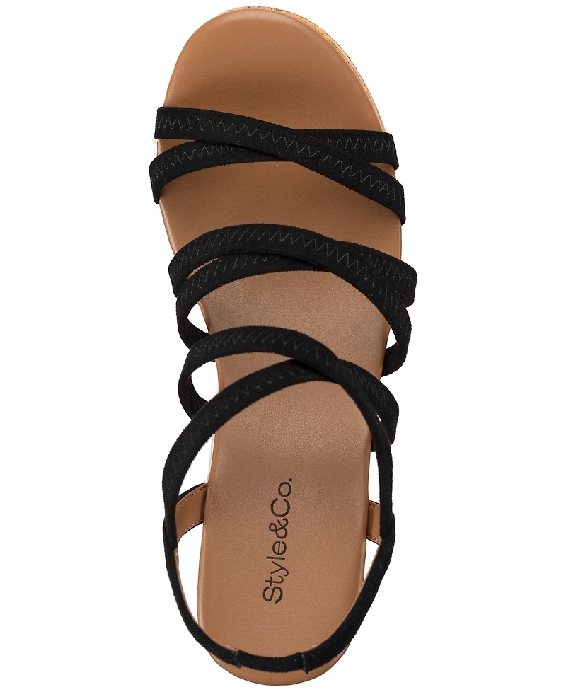 Style & Co Women's Arloo Strappy Elastic Wedge Sandals, Created for Macy's