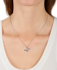 Disney Wonder Fine Jewelry Diamond Mickey Mouse 18" Pendant Necklace (1/20 ct. t.w.) in Sterling Silver