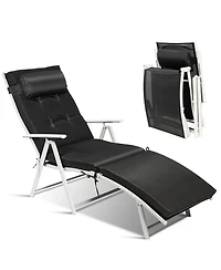 Slickblue Adjustable Outdoor Lightweight Folding Chaise Lounge Chair with Pillow