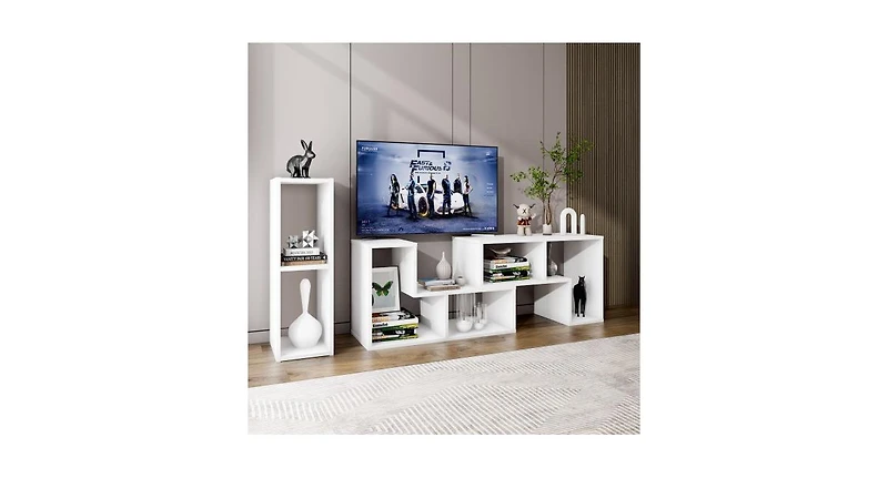 Slickblue 3 Pieces Adjustable Tv Stand for TVs up to 65 Inch with Shelves