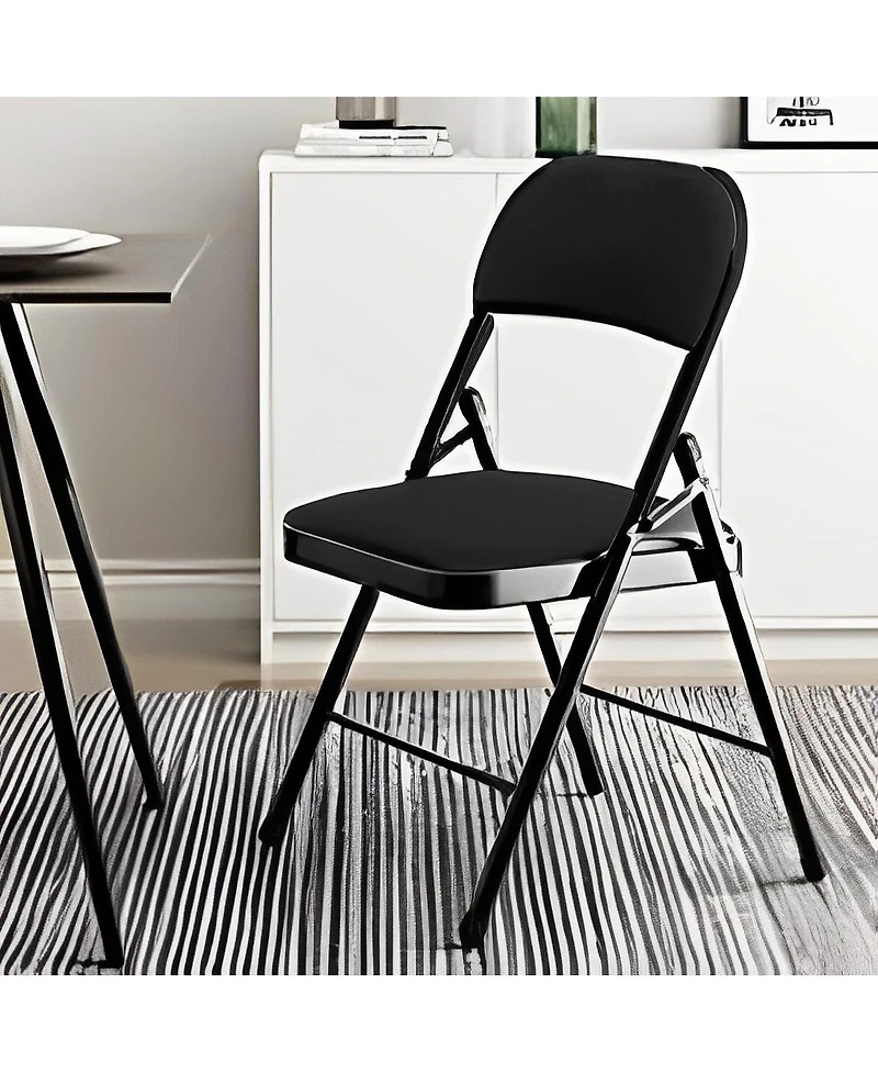 4/6/10-Pack Folding Chair Set with Fabric Upholstered Padded Seat Metal Frame for Home Office Dining Room-6 Pack