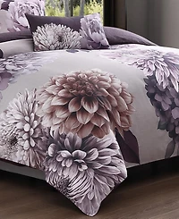 Bebejan Plum Petal Bedding 100% Cotton Sateen 5 Piece Queen Size Reversible Comforter Set