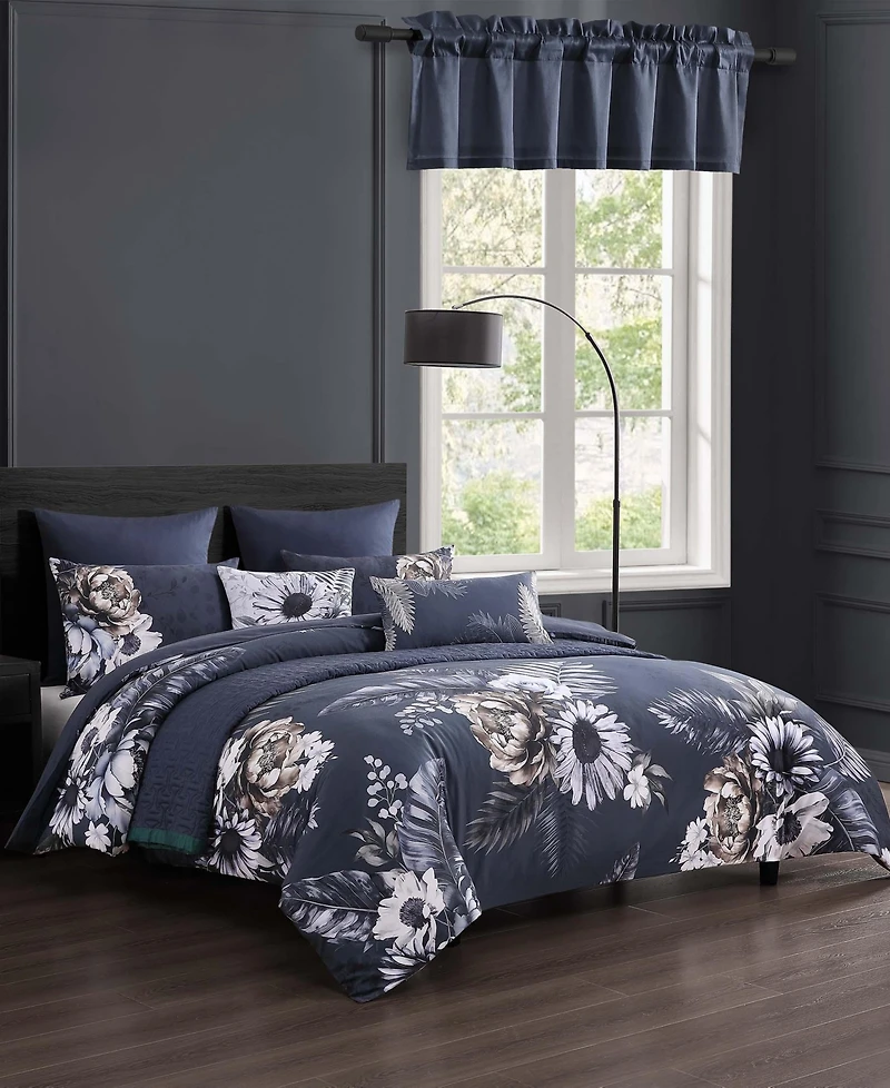 Bebejan Forget Me Not Bedding 100% Cotton Sateen 5 Piece Reversible King Comforter Set
