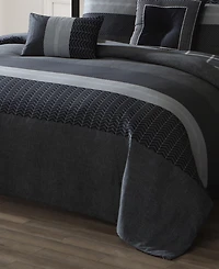 Bebejan Kyle Black Bedding 200 Thread Count 100% Cotton Sateen 5 Piece Reversible King Comforter Set