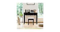 Slickblue Tri Folding Mirror Vanity Table Stool Set with 4 Drawers and Cushioned