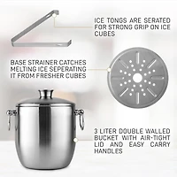 Premium Stainless Steel Double Wall Insulated Ice Bucket Kit