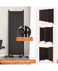 Slickblue 4-Panel Folding Room Divider 6 Feet Rolling Privacy Screen with Lockable Wheels