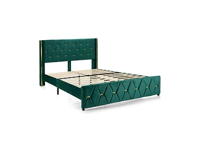 Upholstered Platform Bed Frame with Adjustable Headboard