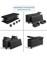 Nestl 30 Inch Ottoman Storage Bench with Bins - Leatherette or Fabric Finish