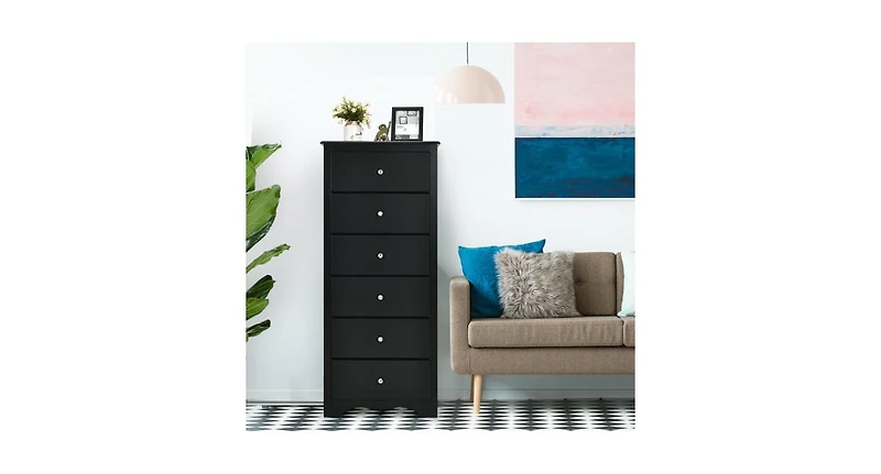 Slickblue 6 Drawers Chest Dresser Clothes Storage Bedroom Furniture Cabinet