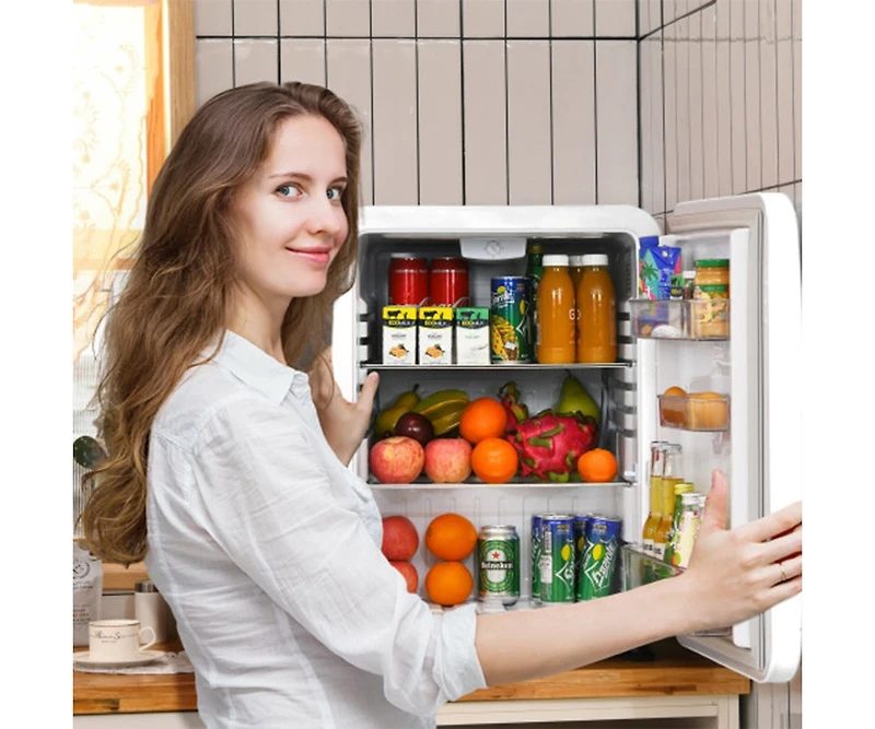 Slickblue 2.4 Cubic Feet Compact Refrigerator Auto Defrost Mini Fridge Reversible Door-White