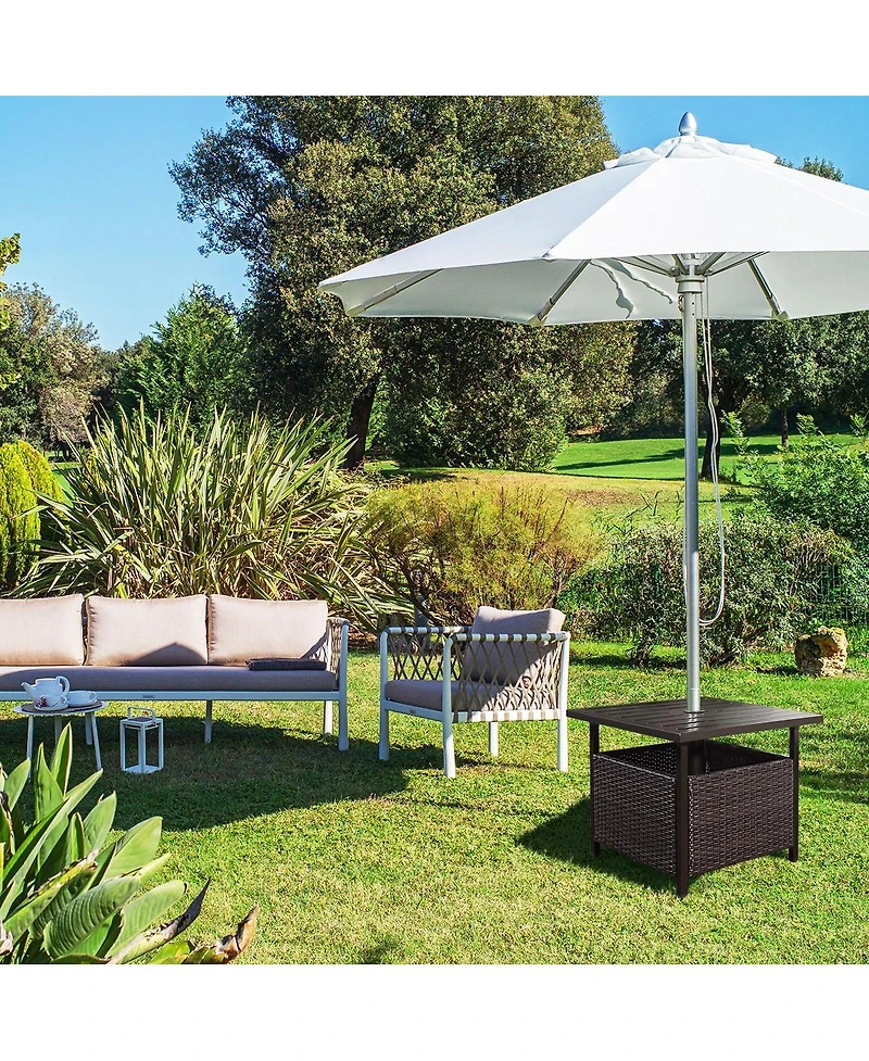 Slickblue Outdoor Patio Rattan Wicker Steel Side Deck Table