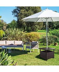 Slickblue Outdoor Patio Rattan Wicker Steel Side Deck Table