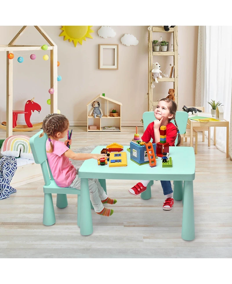 Slickblue 3 Pieces Toddler Multi Activity Play Dining Study Kids Table and Chair Set
