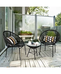 3 Pieces Patio Acapulco Furniture Bistro Set with Glass Table