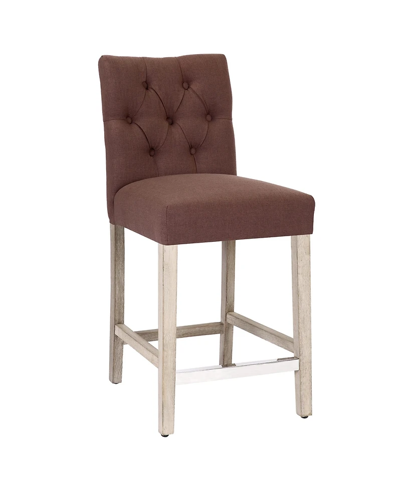 WestinTrends Linen Fabric Tufted Counter Stool (Set of 2)