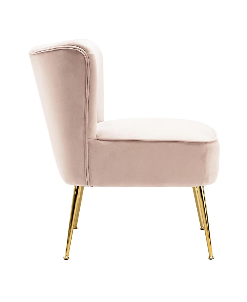 22" Wide Upholstered Tufted Velvet Accent Chair With Metal Leg