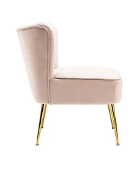 22" Wide Upholstered Tufted Velvet Accent Chair With Metal Leg