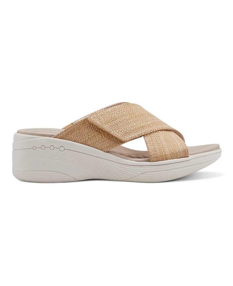 Easy Spirit Women's Bindie Crisscross Lightweight Wedge Sandals