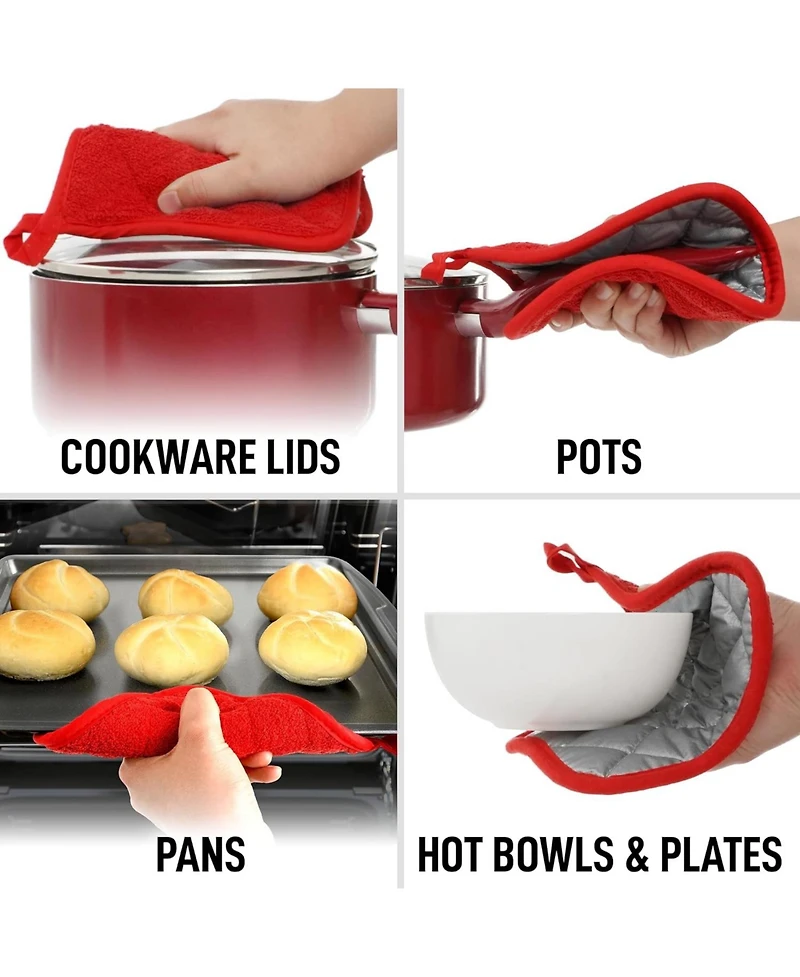 3-Pack Cotton Pot Holders for Kitchen - Heat Resistant, Machine Washable, & Comfortable Grip Oven Hot Pads