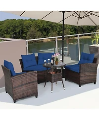 Slickblue 4 Pieces Outdoor Cushioned Rattan Furniture Set