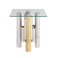 Streamdale 20" Stainless Steel Glass End Table - Modern & Sleek