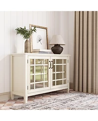 Simpli Home Connaught Solid Wood Low Storage Cabinet in Antique White