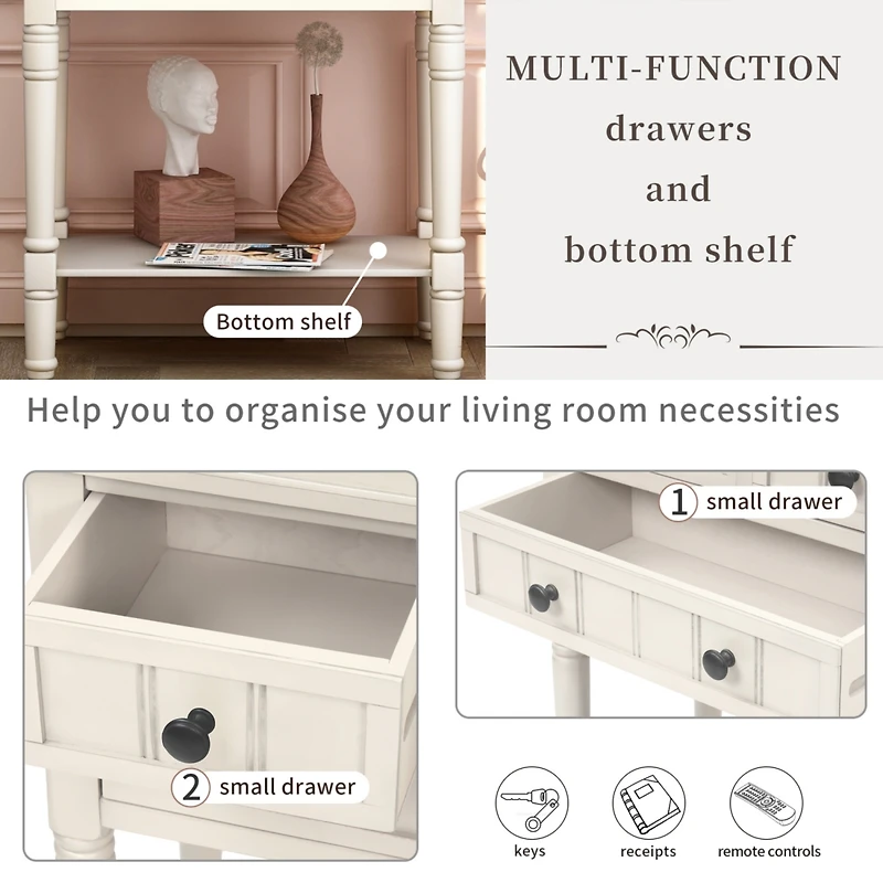 Simplie Fun Narrow Console Table, Slim Sofa Table With Three Storage Drawers And Bottom Shelf