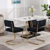 Streamdale Furniture 2 Modern Black Corduroy Dining Chairs