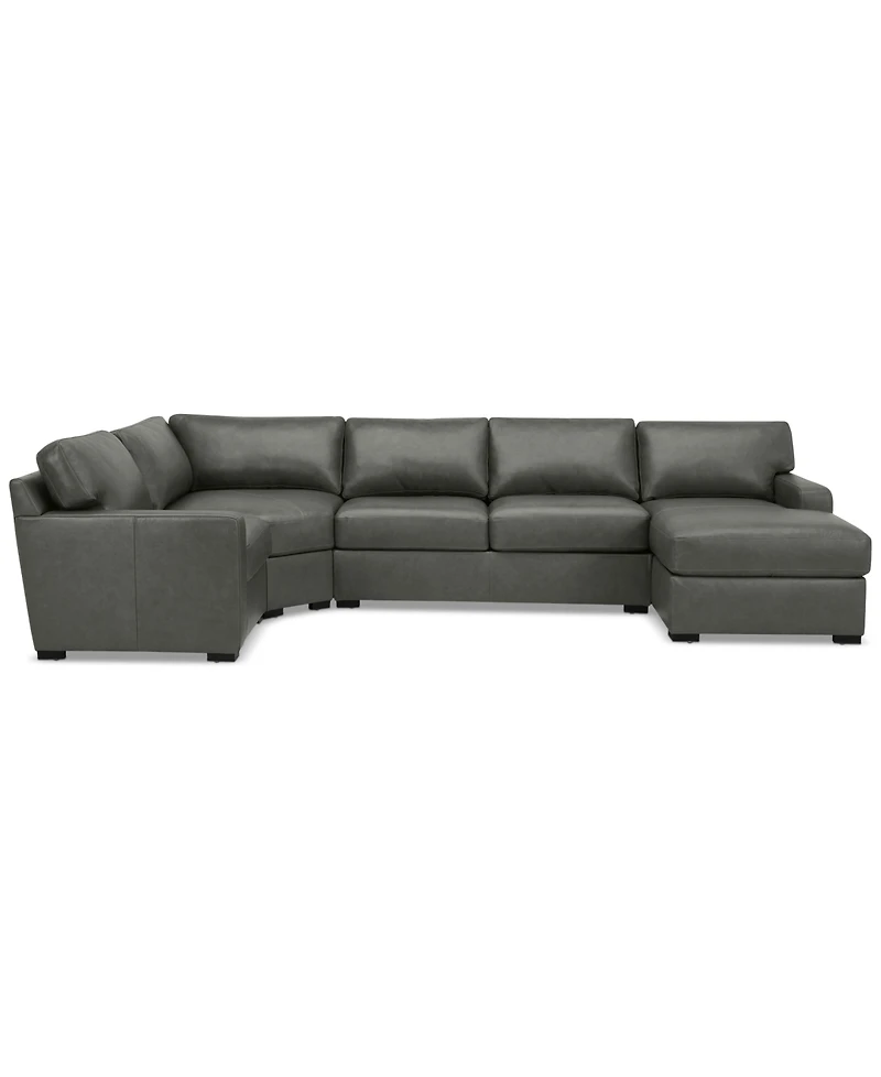 Radley 148" 4-Pc. Leather Wedge Modular Chaise Sectional, Created for Macy's