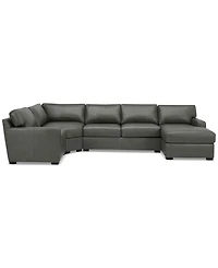 Radley 148" 4-Pc. Leather Wedge Modular Chaise Sectional, Created for Macy's