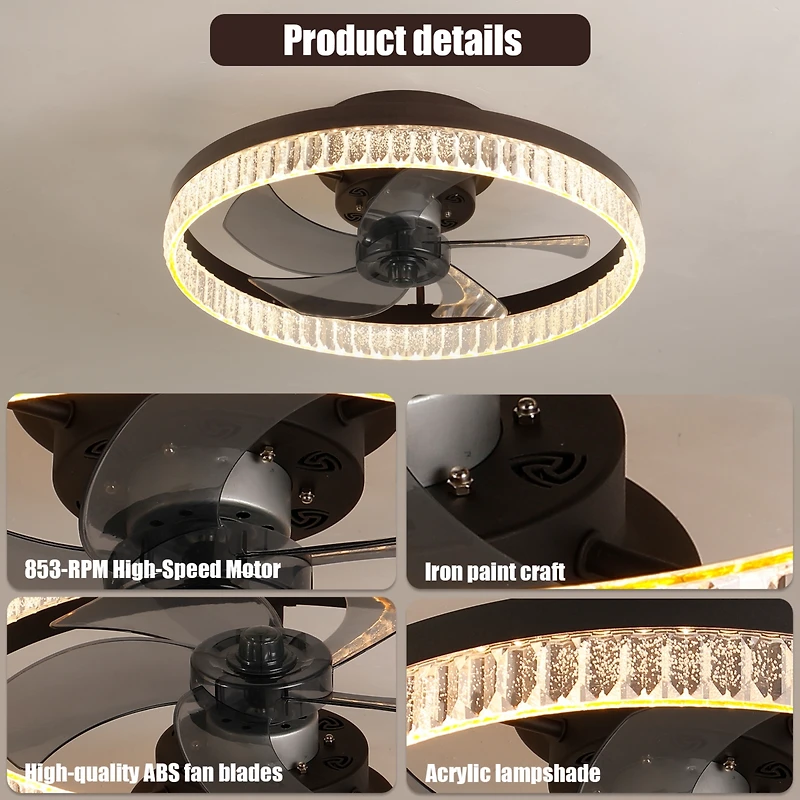 Streamdale Modern Remote Control Chandelier Fan
