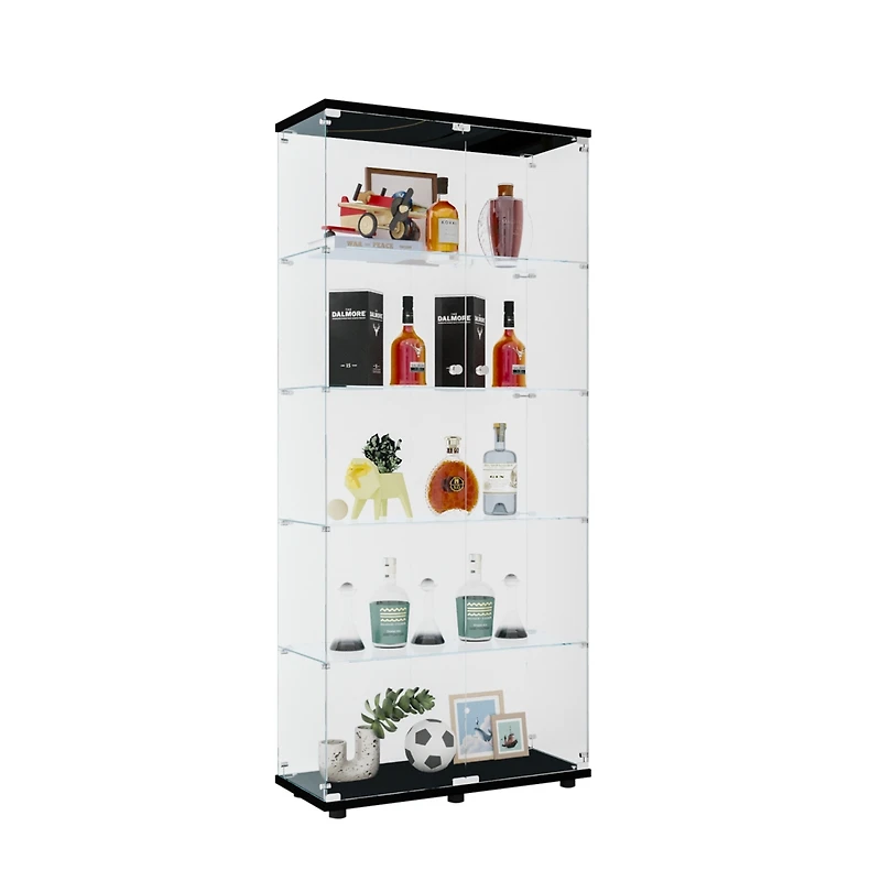 Streamdale Furniture Black Double Door Glass Display Cabinet