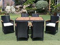 Streamdale 7-Piece Wicker Dining Set with Acacia Top