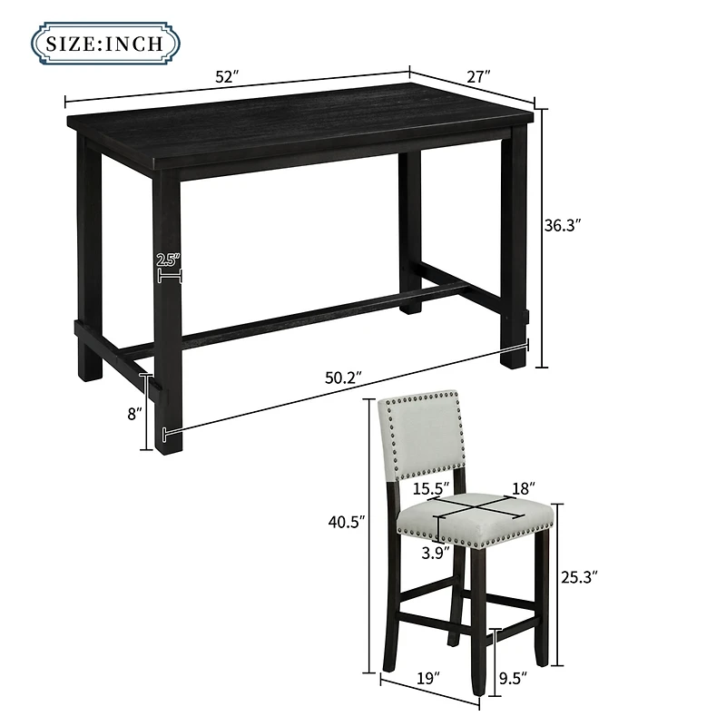 Streamdale 5-Piece Espresso Counter Height Dining Set