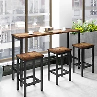 Simplie Fun Counter Height Extra Long Dining Table Set With 3 Stools Pub Kitchen Set Side Table With Foot