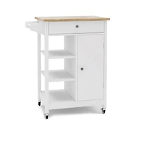Streamdale Kitchen Island Cart with Table Top and Rail