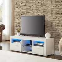 Simplie Fun Modern Tv Stand With Led Lights, High Glossy Front Tv Cabinet