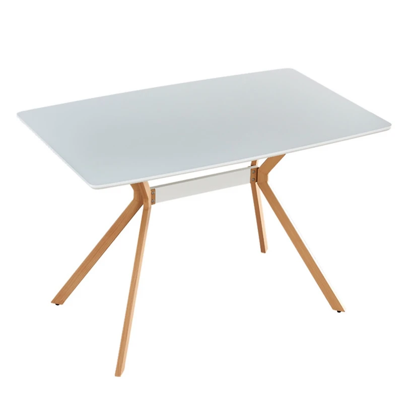 Simplie Fun Minimalist White Dining Table with Metal Shelf