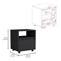 Simplie Fun Austin Nightstand, Casters, Single Drawer-Black