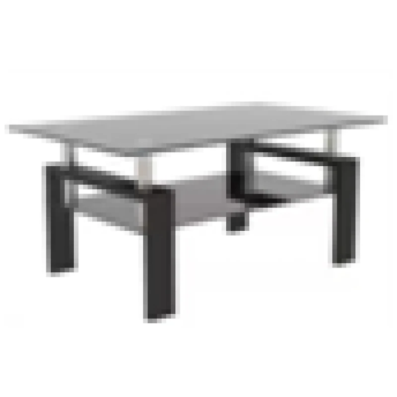 Tempered Black Glass Coffee Table, 2-Layers Tea Table