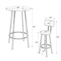 Streamdale Furniture Bar Table, Equipped With 2 Bar Stools, With Backrest And Partition