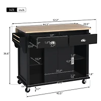 Streamdale Rolling Kitchen Cart with Drop-Leaf Countertop & Barn Door
