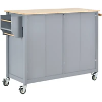 Streamdale Portable Kitchen Island Cart with Wheels, 54.3", Grey Blue